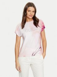 Guess T-Shirt W5RI09 K68D2 Różowy Regular Fit. Czerwone t-shirty Guess, m, z aplikacjami, z wiskozy, bez kołnierzyka, bez ramiączek. Za 200.53 zł.