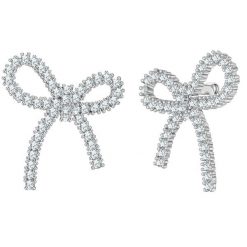 Yokoamii Kolczyki wkretki Kokarda z mosiadzu w srebrze z cyrkonia 1 ct Damski. Białe kolczyki Yokoamii, z cyrkonią, posrebrzane. Za 159.99 zł.
