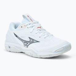 Buty do piłki ręcznej damskie Mizuno Wave Stealth 6. Białe buty treningowe Mizuno, bez wzorów, z gumy, bez zapięcia, do piłki ręcznej, mizuno wave. Za 379.99 zł.