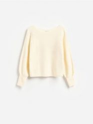 Sweter z dodatkiem wełny - złamana biel. Swetry Reserved, l, bez wzorów, z dzianiny, bez ramiączek. Za 129.99 zł.