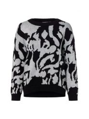 Vila Damski sweter z dzianiny - VIBeca Kobiety Bawełna srebrny|czarny wzorzysty, XS. Czarne swetry Vila, xs, bez wzorów, z bawełny, bez ramiączek. Za 249.95 zł.