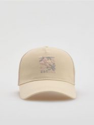 Czapka z daszkiem z haftem - kremowy. Białe czapki z daszkiem Reserved, bez wzorów. Za 59.99 zł.