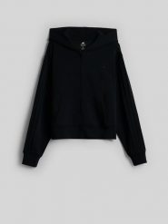 4F Bluza dresowa regular z modalem damska - czarna M. Czarne bluzy z kapturem 4f, m, bez wzorów, z dresówki, z kapturem, na fitness i siłownię. Za 199.99 zł.