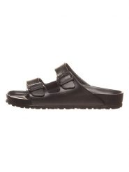 Birkenstock Klapki "Arizona" w kolorze czarnym rozmiar: 42. Czarne klapki Birkenstock, bez wzorów, klasyczne, z otwartym noskiem, bez obcasa, bez zapięcia. Za 210.95 zł.