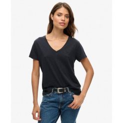 Koszulka z haftem V w slubie. Niebieskie t-shirty sportowe Superdry, bez wzorów, z bawełny, bez ramiączek. Za 125.00 zł.