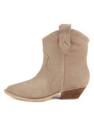 Loft37 Skórzane botki w kolorze beżowym rozmiar: 41. Brązowe botki loft37, bez wzorów, bez obcasa, bez zapięcia. Za 264.77 zł.