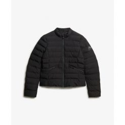 Damska kurtka puchowa Superdry City Fuji. Czarne kurtki Superdry, l, z aplikacjami, z materiału, klasyczne, bez kaptura. Za 434.30 zł.