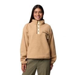 Bluza polarowa damska Columbia Helvetia II Cropped Half Snap Fleece. Brązowe bluzy bez kaptura Columbia, xs, bez wzorów, z polaru, bez kaptura, trekkingowe. Za 239.99 zł.