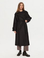 IVY OAK Płaszcz wełniany Caroline Ann IO111137 Czarny Relaxed Fit. Czarne płaszcze IVY & OAK, na zimę, bez wzorów, z wełny, bez kaptura. Za 2,249.00 zł.