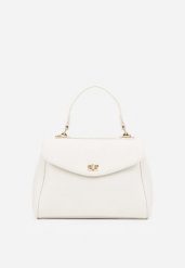 Biała Torebka Typu Kuferek z Rączką i Klapą z Paskiem Crossbody Phoebyne. Białe torebki klasyczne Renee, bez wzorów, z jeansu, eleganckie, bez dodatków. Za 119.99 zł.