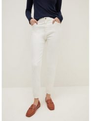 STEFANEL Dżinsy - Slim fit - w kolorze kremowym rozmiar: 46. Brązowe jeansy Stefanel, bez wzorów, klasyczne, z podwyższonym stanem. Za 122.67 zł.