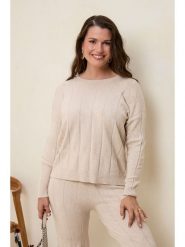 Curvy Lady Sweter w kolorze beżowym rozmiar: 44/46. Brązowe swetry Curvy Lady, bez wzorów, klasyczne, bez ramiączek. Za 119.68 zł.