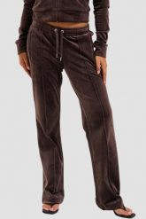 JUICY COUTURE Czekoladowe spodnie dresowe damskie z cyrkoniami Tina, Rozmiar XS. Brązowe spodnie sportowe Juicy Couture, bez wzorów, z dresówki. Za 459.99 zł.