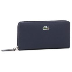 Duży Portfel Damski Lacoste. Niebieskie portfele Lacoste, bez wzorów. Za 299.99 zł.
