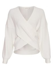 MOSS COPENHAGEN Sweter w kolorze białym rozmiar: S/M. Białe swetry Moss Copenhagen, m, z aplikacjami, bez ramiączek. Za 147.91 zł.