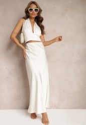 Jasnobeżowa Satynowa Spódnica Maxi High Waist Formia. Brązowe spódnice Renee, l, bez wzorów, z satyny, maxi. W wyprzedaży za 111.99 zł.