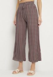 Czerwono-Szare Szerokie Spodnie z Wysokim Stanem w Geometryczny Wzór Sarivan. Czerwone jeansy Born2be, l, bez wzorów, z bawełny, z podwyższonym stanem. Za 49.99 zł.