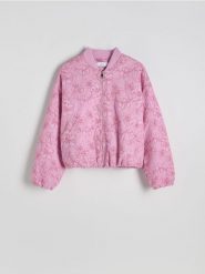 Bawełniana kurtka oversize - różowy. Czerwone kurtki Reserved, l, bez wzorów, z bawełny, bez kaptura. Za 279.99 zł.