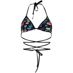 Góra łazienki Puma Swim Women Wrap Triangle 1p, Kobiety. Czarne bikini Puma, bez wzorów, z poliamidu. Za 190.00 zł.