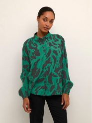Kaffe Koszula Kapollie 10507800 Zielony Loose Fit. Zielone koszule Kaffe, bez wzorów, z wiskozy, bez kołnierzyka, bez ramiączek. Za 69.99 zł.