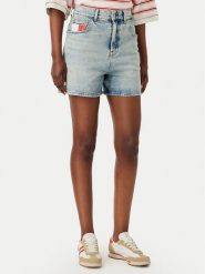 Tommy Jeans Szorty jeansowe DW0DW22893 Niebieski Mom Fit. Niebieskie szorty Tommy Jeans, bez wzorów, z jeansu. Za 409.99 zł.