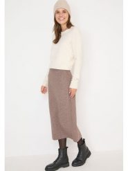 Cecil Spódnica dzianinowa w kolorze beżowym rozmiar: L. Brązowe spódnice Cecil, na co dzień, l, bez wzorów, z dzianiny, maxi, proste. Za 166.10 zł.