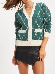 Milan Kiss Kardigan w kolorze zielono-kremowym rozmiar: S. Zielone swetry Milan Kiss, s, bez wzorów, bez ramiączek. Za 152.99 zł.