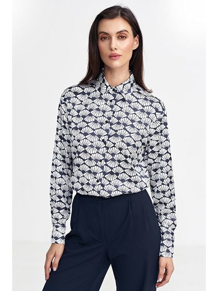 Nife Bluzka w kolorze niebiesko-białym rozmiar: 38. Niebieskie bluzki Nife, bez wzorów, bez kołnierzyka, bez ramiączek. Za 157.35 zł.