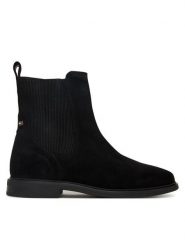Tommy Hilfiger Sztyblety Flag Boot FW0FW08780 Czarny. Czarne botki Tommy Hilfiger, bez wzorów, ze skóry, bez obcasa, na płaskiej podeszwie, bez zapięcia. Za 489.99 zł.