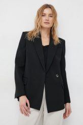 Calvin Klein marynarka z domieszką wełny kolor czarny jednorzędowa gładka. Czarne marynarki i żakiety Calvin Klein, bez wzorów, z wełny, bez ramiączek. Za 1,999.90 zł.