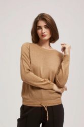 Sweter z metaliczną nitką i wiązaniem. Swetry MOODO, l, bez wzorów, bez ramiączek. W wyprzedaży za 59.99 zł.