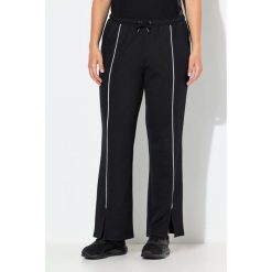 Damskie Spodnie dresowe lamówki proste nogawki elastyczny pas. Czarne spodnie sportowe Ulla Popken, bez wzorów, z bawełny, na jogę i pilates. W wyprzedaży za 159.99 zł.