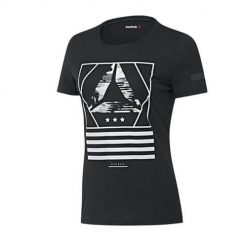 Koszulka sportowa damska Reebok BK2879. Czarne t-shirty sportowe Reebok, l, bez wzorów, z materiału, bez ramiączek, na fitness i siłownię. Za 125.00 zł.