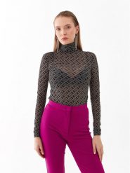 Pinko Bluzka Lamu 101813 A13G Czarny Slim Fit. Czarne bluzki Pinko, m, bez wzorów, z syntetyku, bez kołnierzyka, bez ramiączek. Za 429.00 zł.