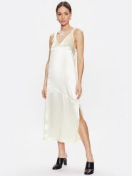 Calvin Klein Sukienka koktajlowa Naia K20K205191 Beżowy Slim Fit. Brązowe sukienki Calvin Klein, bez wzorów, z syntetyku, wizytowe, bez kołnierzyka, bez ramiączek. Za 819.99 zł.