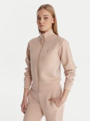 Guess Bluza V2YQ17 K7UW2 Beżowy Regular Fit. Brązowe bluzy Guess, xxs, z aplikacjami, z wiskozy, bez ramiączek, bez kaptura. Za 369.99 zł.