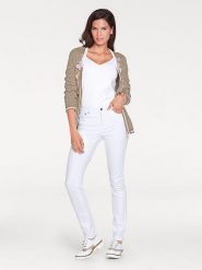 Heine Dżinsy - Slim fit - w kolorze białym rozmiar: W19. Białe jeansy Heine, bez wzorów, klasyczne, z podwyższonym stanem. Za 66.16 zł.