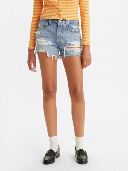 Levi's® Szorty jeansowe 501® 563270314 Niebieski Slim Fit. Niebieskie szorty bez wzorów, z bawełny. Za 189.99 zł.
