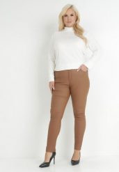 Brązowe Spodnie Skinny Push Up Zami. Brązowe jeansy Born2be, plus size, bez wzorów, z jeansu. W wyprzedaży za 84.99 zł.