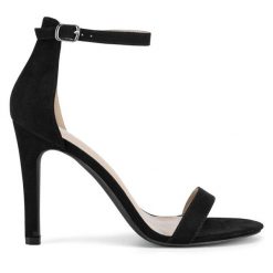 Sandały JENNY. Czarne sandały Jenny, bez wzorów, bez obcasa, na szpilce, bez zapięcia. Za 129.99 zł.