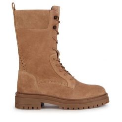Botki Geox. Brązowe botki Geox, bez wzorów, bez obcasa, na płaskiej podeszwie, bez zapięcia. Za 539.99 zł.