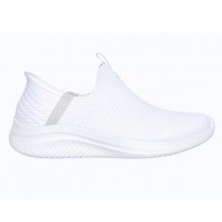 Buty Skechers Slip-Ins Ultra Flex 3.0 - Cozy Streak 149708-WHT białe. Białe buty treningowe bez wzorów, z dzianiny, bez zapięcia, trekkingowe. Za 613.11 zł.