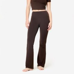 Legginsy do jogi i pilatesu Breathe flare. Brązowe legginsy KIMJALY, bez wzorów, z elastanu, sportowe. Za 119.99 zł.