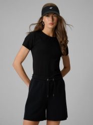 4F T-shirt slim gładki damski - czarny XL. Czarne t-shirty 4f, xl, bez wzorów, z dzianiny, bez kołnierzyka, bez ramiączek. Za 79.99 zł.