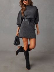 LA Angels Sukienka dzianinowa w kolorze antracytowym rozmiar: XL. Czarne sukienki LA Angels, na co dzień, xl, bez wzorów, z dzianiny, bez kołnierzyka, bez ramiączek, mini, proste. Za 173.99 zł.