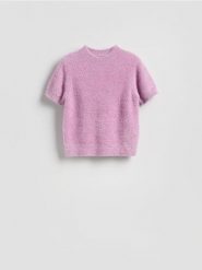 Sweter z metaliczną nitką - różowy. Czerwone swetry Reserved, l, bez wzorów, z dzianiny, bez ramiączek. Za 149.99 zł.
