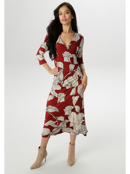 Aniston Sukienka w kolorze brązowo-kremowym rozmiar: 42. Brązowe sukienki Aniston, bez wzorów, bez kołnierzyka, bez ramiączek, midi. Za 83.03 zł.