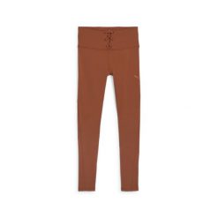 Damskie legginsy prążkowane Puma Cloudspun. Brązowe legginsy Puma, bez wzorów, prążkowane, sportowe. Za 288.50 zł.