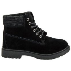 Original Walkman Shoes Czarne traperki ze skóry. Czarne botki bez wzorów, ze skóry, klasyczne, bez obcasa, na obcasie, bez zapięcia. Za 141.46 zł.