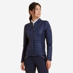 Kurtka jeździecka damska Fouganza 900. Niebieskie kurtki FOUGANZA, l, bez wzorów, z lycry, eleganckie, bez kaptura. Za 179.99 zł.